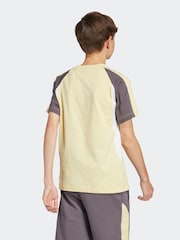 adidas Yellow Essentials Colourblock 100% Cotton T-Shirt - Image 2 of 6