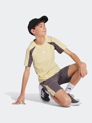 adidas Yellow Essentials Colourblock 100% Cotton T-Shirt - Image 3 of 6