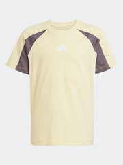 adidas Yellow Essentials Colourblock 100% Cotton T-Shirt - Image 6 of 6