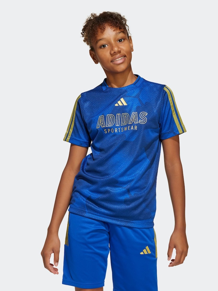 adidas Blue Tiro Football T-Shirt - Image 1 of 6
