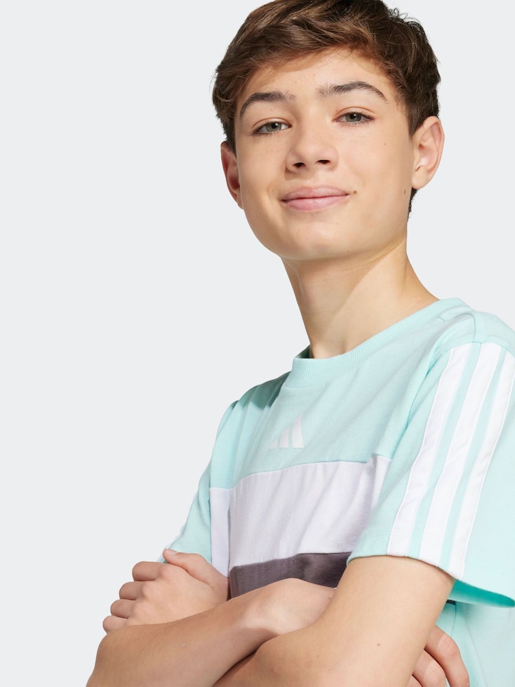 adidas Green 3 Stripes Tiberio 100% Cotton T-Shirt - Image 3 of 5