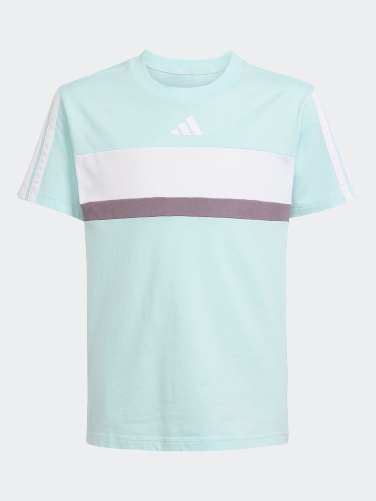 adidas Green 3 Stripes Tiberio 100% Cotton T-Shirt - Image 5 of 5