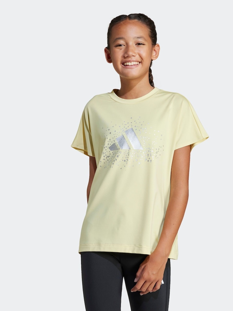 adidas Yellow Winter Glam Metallic T-Shirt - Image 1 of 5