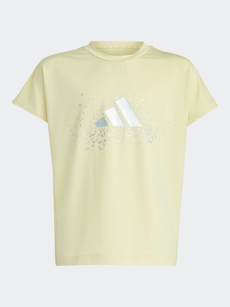 adidas Yellow Winter Glam Metallic T-Shirt - Image 5 of 5