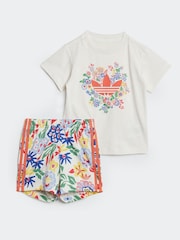 adidas Originals White Blue Floral Liberty London T-shirt and Short Set - Image 1 of 7