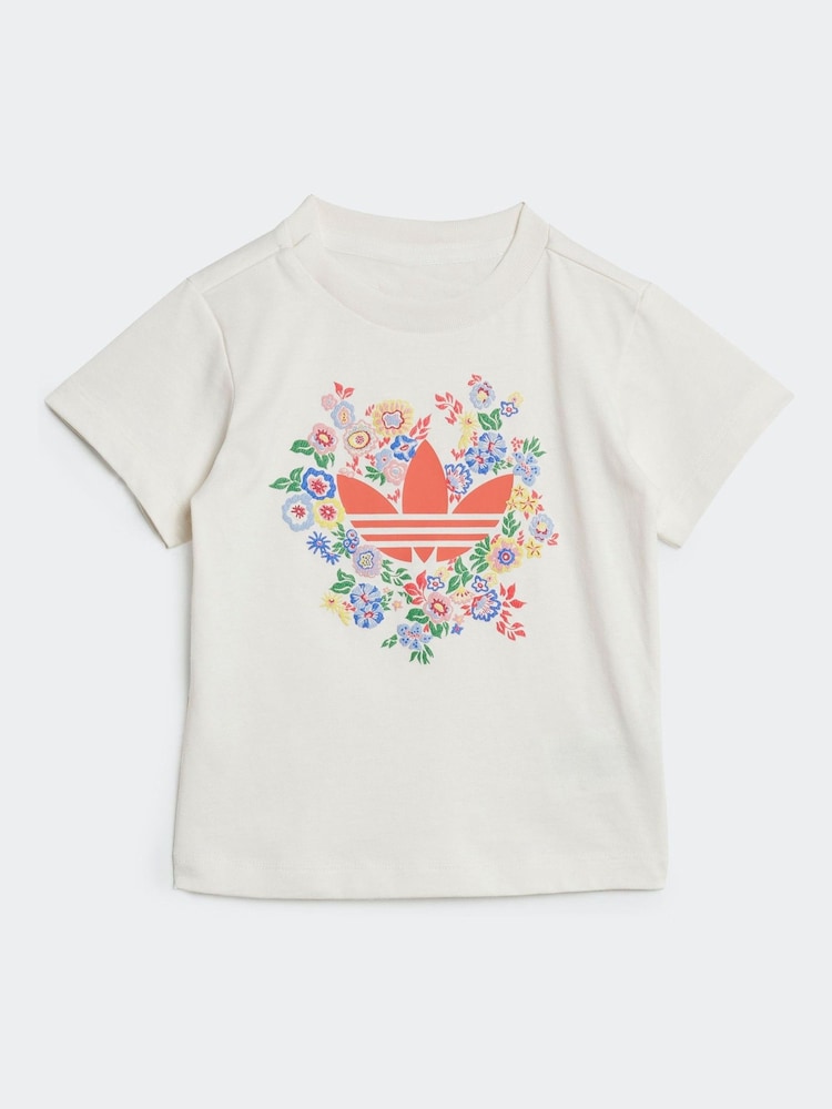 adidas Originals White Blue Floral Liberty London T-shirt and Short Set - Image 2 of 7