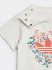 adidas Originals White Blue Floral Liberty London T-shirt and Short Set - Image 5 of 7