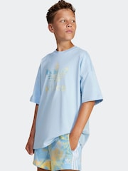 adidas originals Blue Large Trefoil Logo 100% Cotton T-Shirt - Image 1 of 6