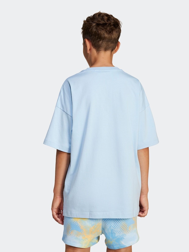 adidas originals Blue Large Trefoil Logo 100% Cotton T-Shirt - Image 2 of 6
