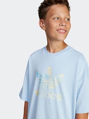 adidas originals Blue Large Trefoil Logo 100% Cotton T-Shirt - Image 3 of 6