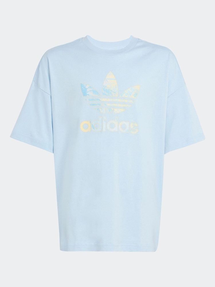 adidas originals Blue Large Trefoil Logo 100% Cotton T-Shirt - Image 6 of 6