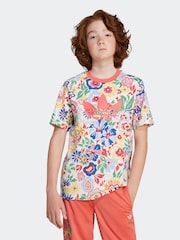 adidas originals White White Floral Liberty London 100% Cotton T-shirt - Image 1 of 6