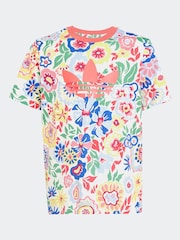 adidas originals White White Floral Liberty London 100% Cotton T-shirt - Image 6 of 6