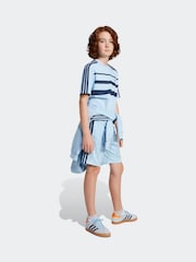 adidas originals Blue Loose Fit Stripe T-Shirt - Image 1 of 5