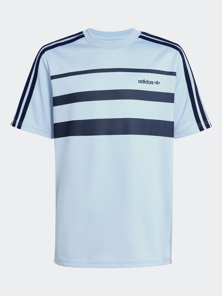 adidas originals Blue Loose Fit Stripe T-Shirt - Image 5 of 5