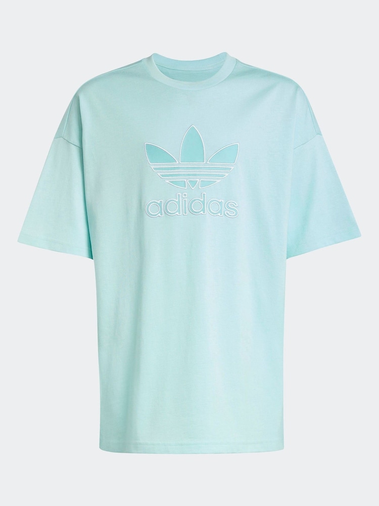 Зеленый - adidas originals Oversized Trefoil100% Cotton T-Shirt - Image 6 of 6