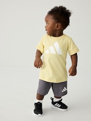 adidas Yellow Essentials 100% Cotton Shorts and T-Shirt Set - Image 1 of 4