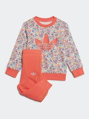 adidas originals White Blue Floral Liberty London Crew Tracksuit - Image 1 of 1
