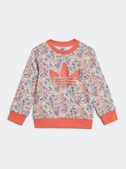 adidas originals White Blue Floral Liberty London Crew Tracksuit - Image 2 of 7