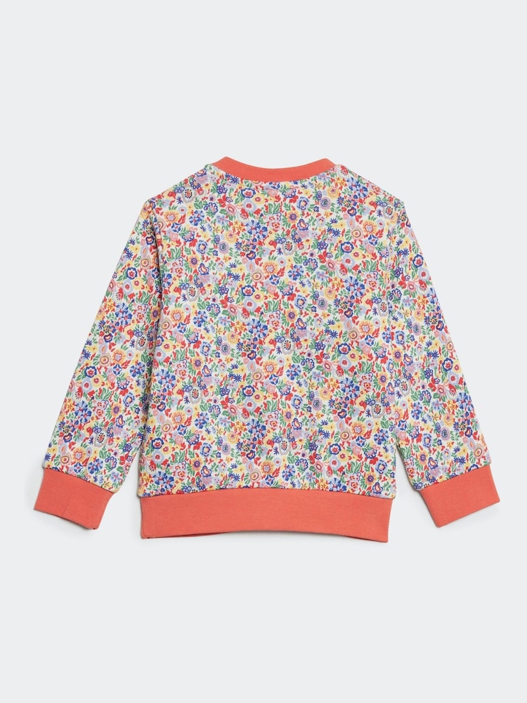adidas originals White Blue Floral Liberty London Crew Tracksuit - Image 3 of 7