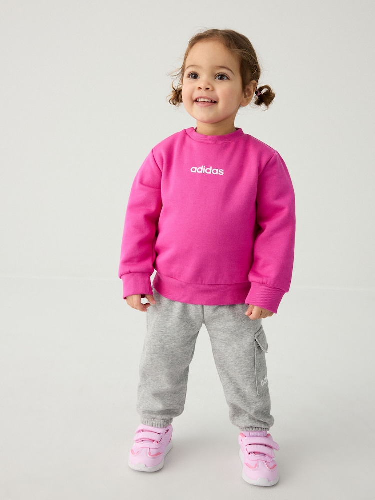 adidas Pink Essentials Logo Tracksuit - Image 3 of 14