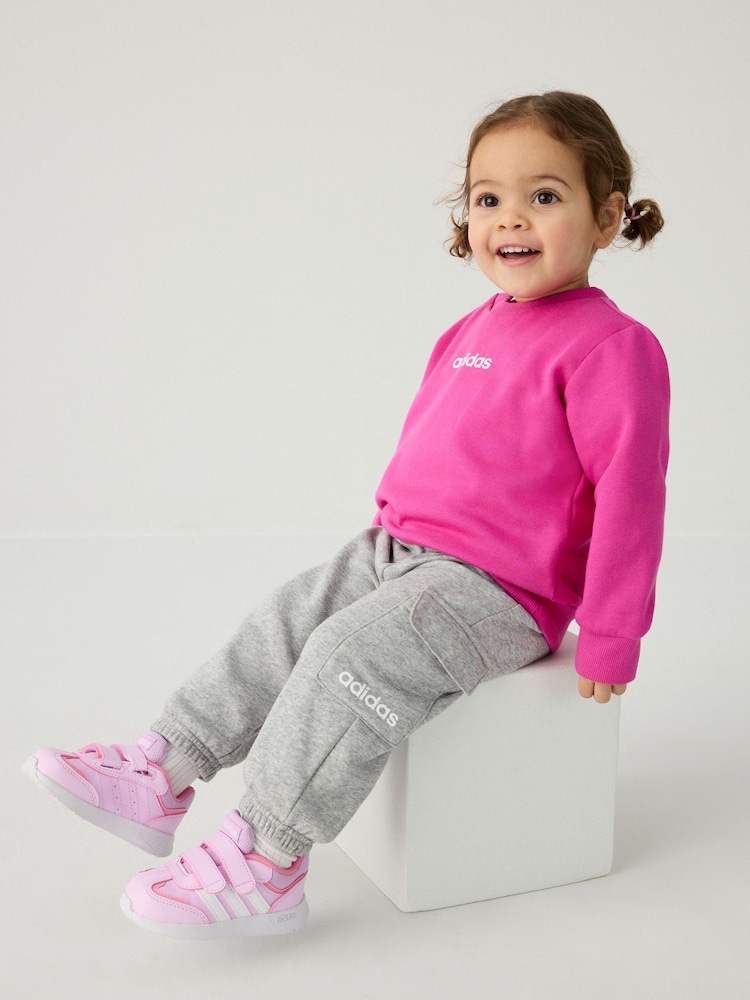 adidas Pink Essentials Logo Tracksuit - Image 4 of 14