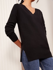 Friends Like These Black V-Neck Knit Jumper - Image 2 of 5
