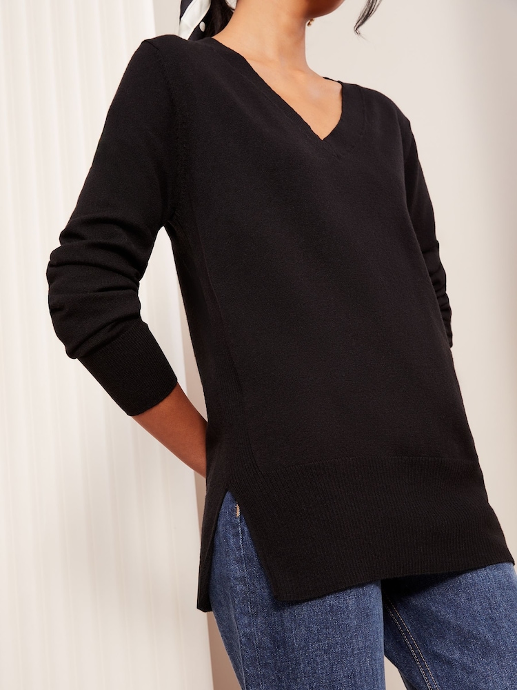 Friends Like These Black V-Neck Knit Jumper - Image 2 of 5