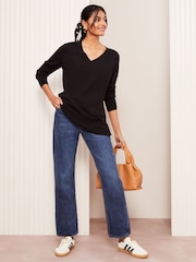 Friends Like These Black V-Neck Knit Jumper - Image 3 of 5