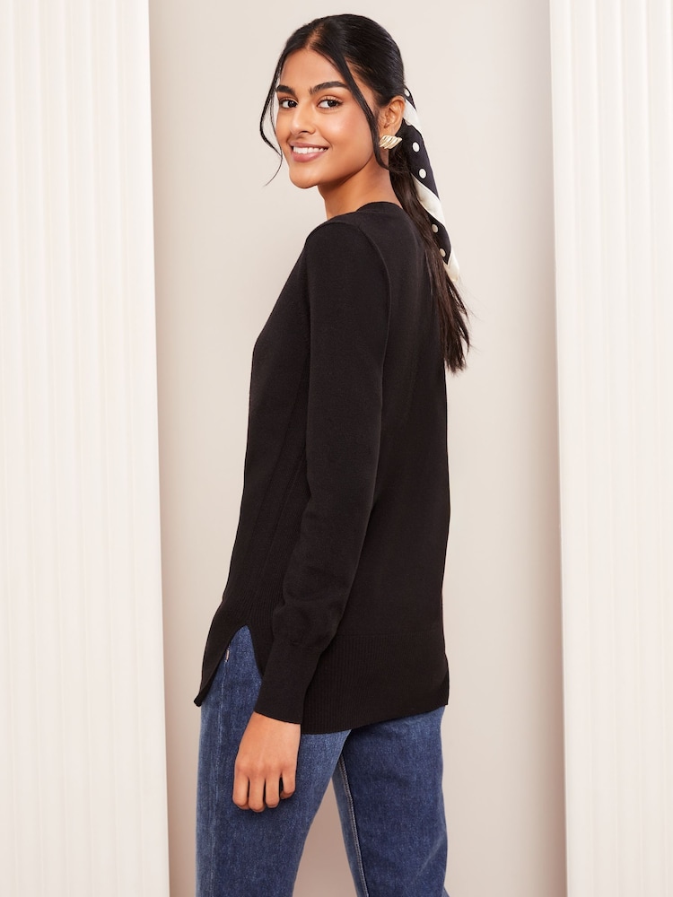 Friends Like These Black V-Neck Knit Jumper - Image 5 of 5 Friends Like These Black V-Neck Knit Jumper - Image 5 of 5