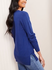 Friends Like These Cobalt Blue V-Neck Knit Jumper - Image 3 of 4