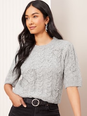 Friends Like These Grey Embellished Knitted Top - Image 1 of 4