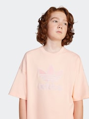 Розовый - adidas originals Oversized Trefoil100% Cotton T-Shirt - Image 4 of 6