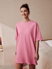 Fluro Pink 100% Cotton Oversized Night T-Shirt - Image 2 of 6