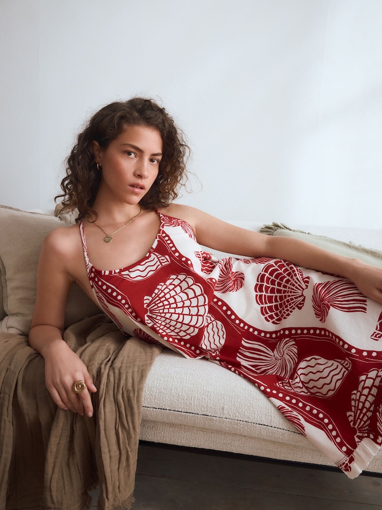 Rot, Muscheln - Print Slip Nightie - Bild 2 von 5 Rot, Muscheln - Print Slip Nightie - Bild 2 von 5