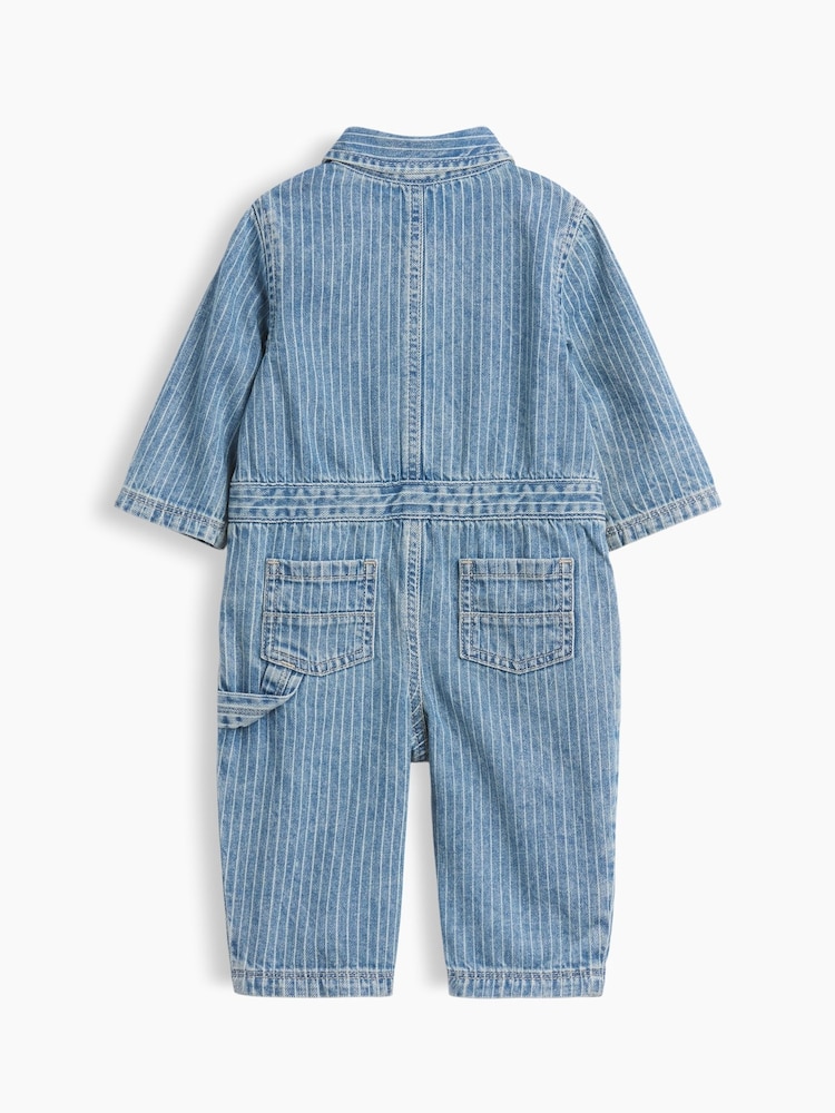 Gap Light Wash Denim Stripe Utility One-Piece Dungarees (0-24mths) - Image 2 of 4 Gap Light Wash Denim Stripe Utility One-Piece Dungarees (0-24mths) - Image 2 of 4