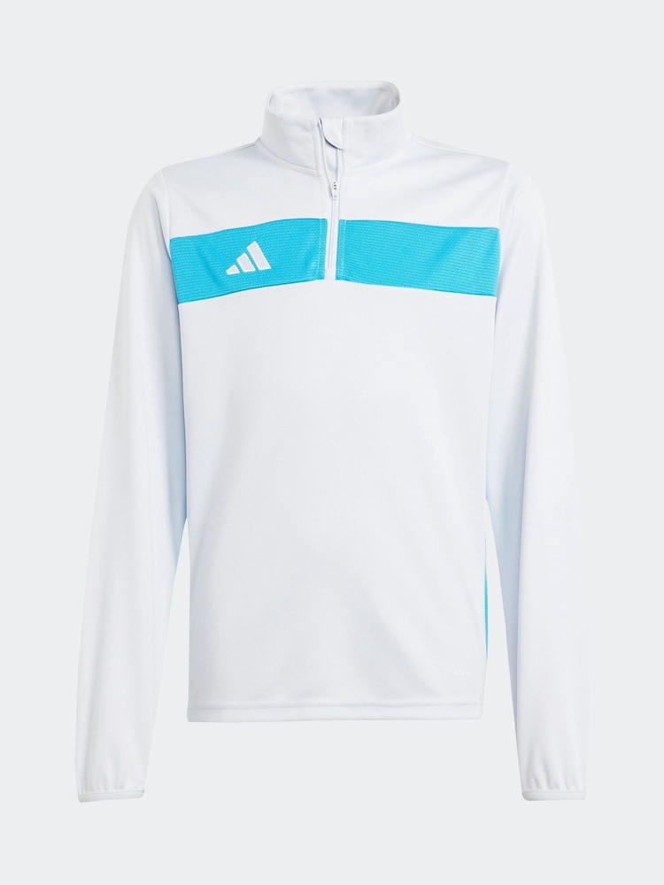 adidas Blue Tiro Essentials Quarter Zip Training Sweat Top - Image 6 of 6