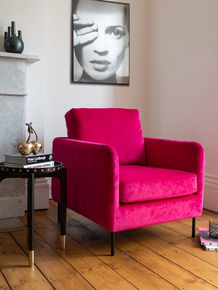 Rockett St George Luxe Needlecord Velvet Harrys Pink The Edie Accent Chair - Image 1 of 7