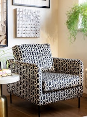 Rockett St George Translucent Daisy Black and Natural Velvet The Edie Accent Chair - Image 1 of 8