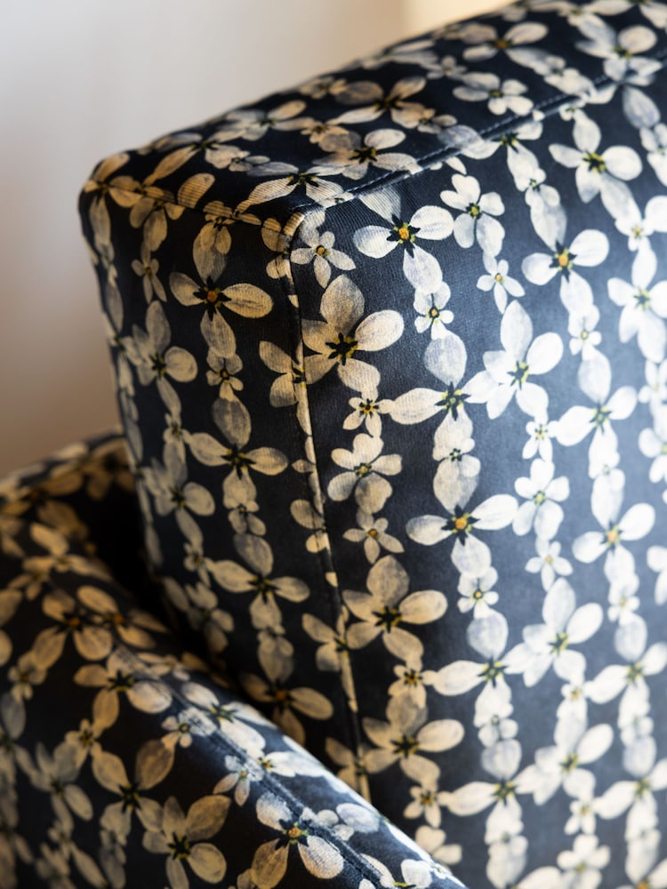 Rockett St George Translucent Daisy Black and Natural Velvet The Edie Accent Chair - Image 2 of 8