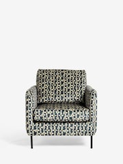 Rockett St George Translucent Daisy Black and Natural Velvet The Edie Accent Chair - Image 5 of 8