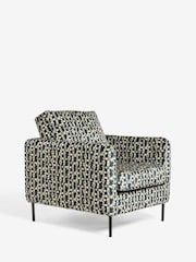 Rockett St George Translucent Daisy Black and Natural Velvet The Edie Accent Chair - Image 8 of 8