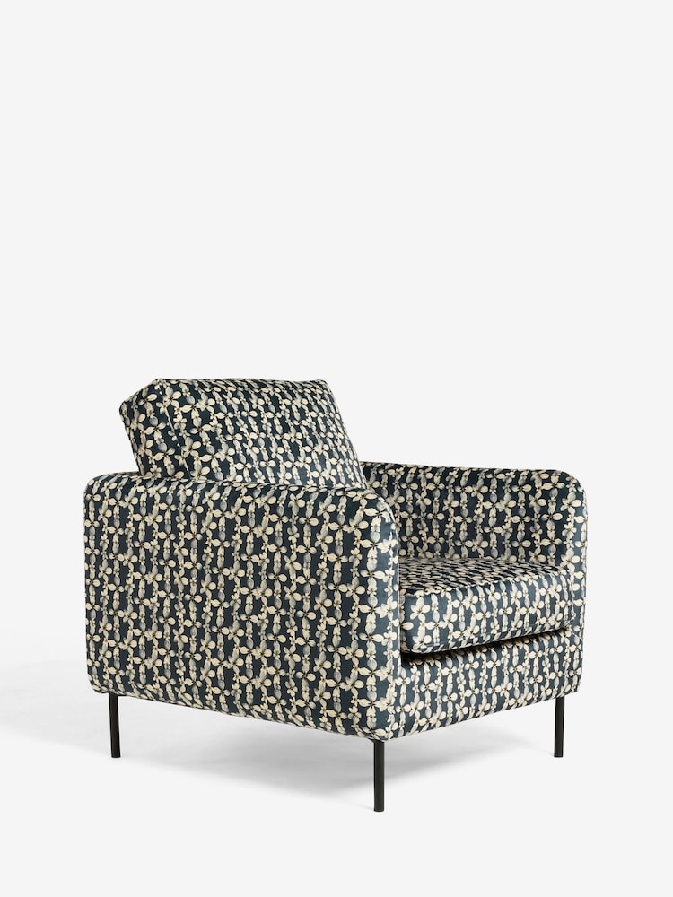 Rockett St George Translucent Daisy Black and Natural Velvet The Edie Accent Chair - Image 8 of 8