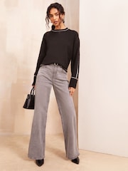Friends Like These Black Stitch Detail Jumper - Image 3 of 4