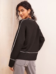Friends Like These Black Stitch Detail Jumper - Image 4 of 4
