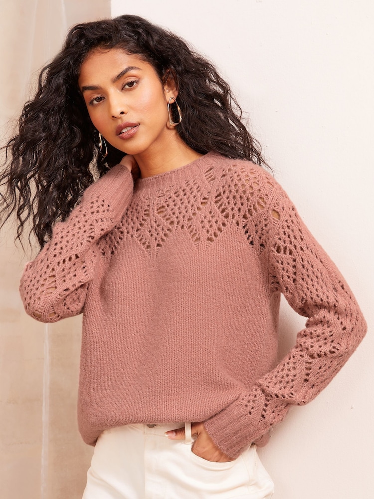 Friends Like These Pink Pointelle Detail Jumper - Image 1 of 4