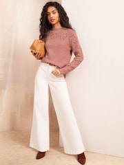 Friends Like These Pink Pointelle Detail Jumper - Image 3 of 4