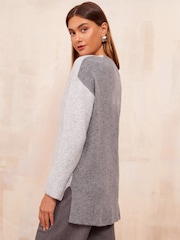 Friends Like These Grey Tonal V-Neck Jumper - Image 4 of 4