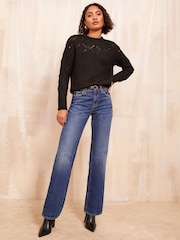 Friends Like These Black Pointelle Detail Jumper - Image 3 of 4