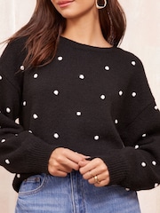 Friends Like These Black Bobble Crew Neck Jumper - Image 2 of 6
